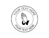 1 5/8" Seal embosser with the image of a pair of hands in prayer customized with your text.  Order online or Call the Corporate Connection 800-523-2344