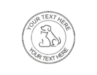 1 5/8" Self-inking stamp with an outline of a cat and a dog and customized with your text.  Order online or Call the Corporate Connection 800-523-2344.