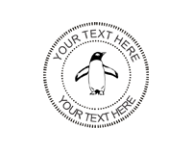 1 5/8" Handheld seal with a penguin in the center and customized with your text.  Order Online or Call the Corporate Connection 800-523-2344