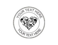 1 5/8" Self-inkng stamp with a paisley heart and customized with your text.  Order online or Call the Corporate Connection 800-523-2344.