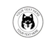 1 5/8" Seal embosser with the image of a wolf's face customized with text. Order Online or Call the Corporate Connection 800-523-2344