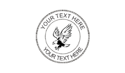 1 5/8"  Self-inking stamp with eagle in flight and custom text. Order online or Call the Corporate Connection 800-523-2344