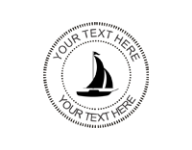 1 5/8" Handheld seal embosser with a sailboat silhouette customized with your text.  Order online or Call the Corporate Connection 800-523-2344.