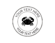 1 5/8" Self-inking stamp with sea crab silhouette customized with your text. Order Online or Call the Corporate Connection 800-523-2344