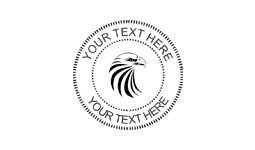 1 5/8"  Self-inking stamp with an eagle head and custom text. Order online or Call the Corporate Connection 800-523-2344