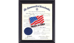 Deluxe black notary Certificate Frame, 10 1/2 x 13 Plaque with 8 1/2 x 11 Slide-In document. Made in USA.