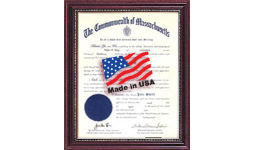Deluxe cherry notary certificate frame.10 1/2 x 13 Plaque with 8 1/2 x 11 Slide-In document.
