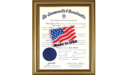 Deluxe gold notary Certificate Frame. 10 1/2 x 13 Plaque with 8 1/2 x 11 Slide-In document.