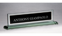 Stunning Jade Glass Desk Nameplate customized with up to 3 lines of text or Upload your own custom artwork. Order online or call TCC 800-523-2344