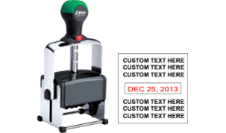 30% off Custom Date Stamps and Daters customized just for you. Many Sizes and Ink colors. Quantity Discounts. Order Online or call 800-523-2344