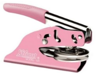 1 5/8" Personalized design seal with text, image, or logo. Pink mount with cushion grip and leatherette pouch. Order Online or Call the Corporate Connection 800-523-2344