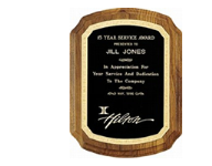 7" x 8" Walnut award plaque with black brass plate and brass lettering customized with text, image, or logo. Order Online or Call the Corporate Connection 800-523-2344