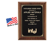 7" x 9" Walnut award plaque with black brass plate customized with text, image, or logo. Order Online or Call the Corporate Connection 800-523-2344