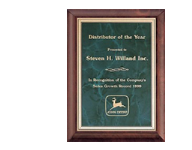 9" x 12" Cherrywood plaque with emerald brass plate customized with text, image, or logo.  Order online or call the Corporate Connection 800-523-2344