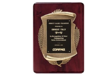 11" x 15" Rosewood plaque with bronze scroll and laurels. Comes with a black brass plate customized with text, image, or logo. Order Online or Call the Corporate Connection 800-523-2344