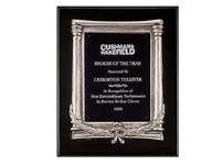 10  1/2" x 13" Black Pianowood plaque with silver finish. Personalize plate with text, image, or logo in bright silver  Order Online or Call the Corporate Connection 800-523-2344