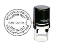1 5/8 Custom Round Stamp with Seal Borders customized with your custom text, or artwork. Order online or Call The Corporate Connection 1-800-523-2344