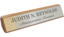 30% off Solid Oak Wood Base with Custom Nameplate customized with Name, Text, Logo. Order your Name Plate online or Call 800-523-2344