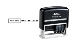 .25 x 1.75 Small Custom Prefix Date Self-inking Stamp customized with your text. Order online or Call The Corporate Connection 1-800-523-2344