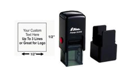 30% off .5 x .5 Small Custom Self-Inking Stamp customized with your text or upload your own artwork or logo. Order Online or Call 800-523-2344