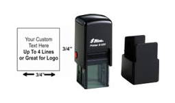 30% off .75 x .75 Square Custom Self-inking Stamp customized with your text or upload your own artwork or logo. Order Online or Call 800-523-2344