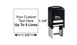 30% off 1.25 x 1.25 Custom Square Self-Inking Stamp customized with your text up to 5 lines or upload your own artwork or logo. Order Online or Call 800-523-2344