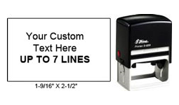 2.5 x 1 9/16 Large Custom Self-Inking Stamp customized with your Text or upload your own logo or artwork. Many Sizes and Ink Colors. Order Online or Call 800-523-2344