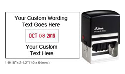 30% off Custom Date Stamps and Daters available in many sizes and year band good for 7 years. Quantity Discounts.
Order Online or Call 800-523-2344