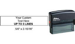 30% off 2 15/16 x 5/8 Custom Self-inking Stamp customized with your text or upload your own artwork. Many Font Styles and Ink Colors. Order online or Call 800-523-2344
