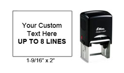 2 x 1 9/16 Custom Self-inking Stamp customized with your text or upload your own artwork or logo. Order online or 800-523-2344