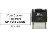 30% off 1 7/8 x .75 Custom Self-Inking Stamp customized with your text or upload your own artwork. Many Font Styles and Ink Colors. Order online or Call The Corporate Connection 1-800-523-2344