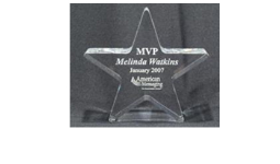 5" x 5" Acrylic star paperweight personalized with engraved text, image, or logo. Order Online or Call the Corporate Connection 800-523-2344
