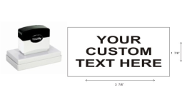 40% off 3 7/8 x 1 7/8 Large Custom Pre-inked Stamp customized with your text or artwork. Can fit up to 16 lines of text. Order online or  800-523-2344