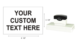 Extra Large Pre-Inked Stamp customized with Text or Upload your own artwork or logo. 3 1/8 x 4.5. Order online or Call The Corporate Connection 1-800-523-2344
